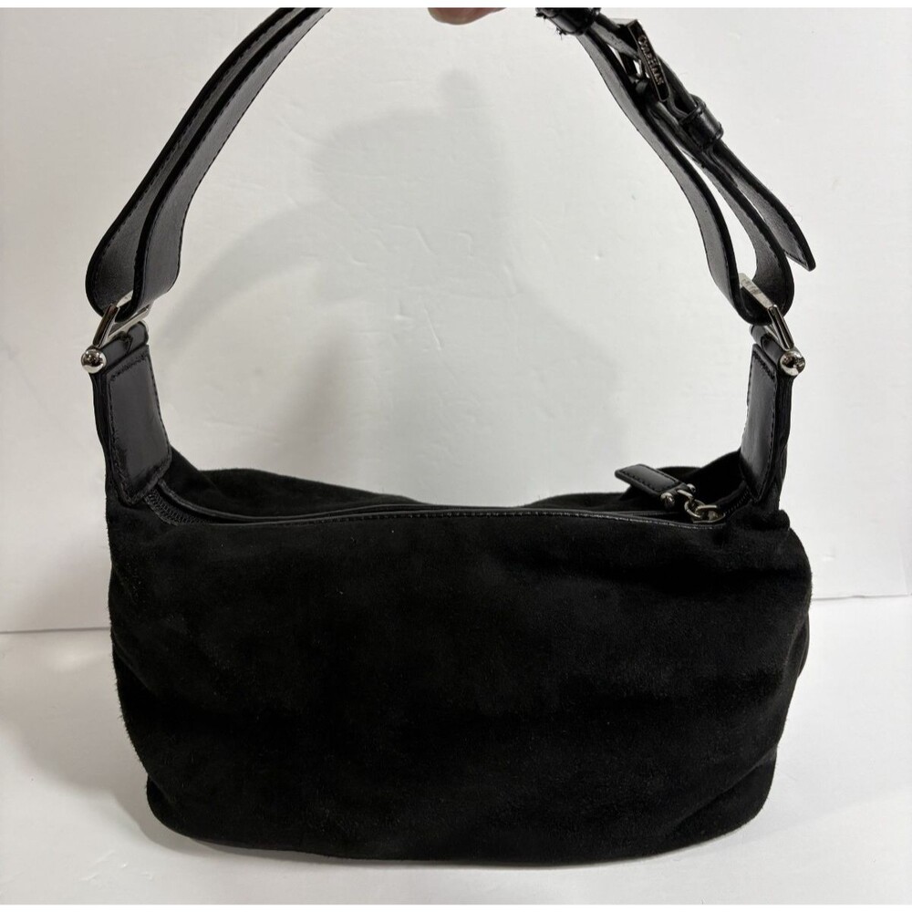 Cole Haan Women's Black Suede Leather Shoulder Bag Hobo Baguette Style